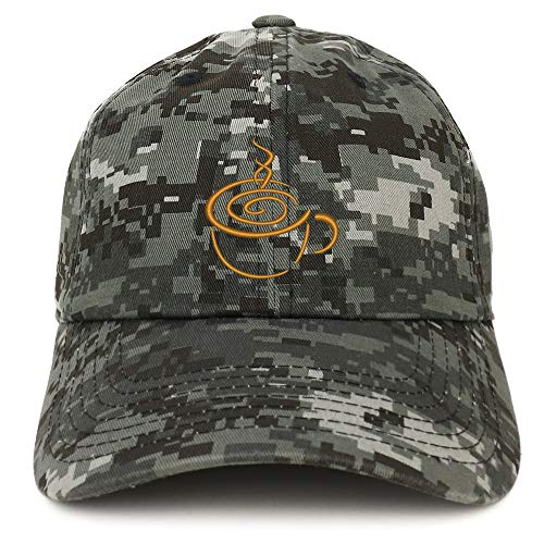 Trendy Apparel Shop Coffee Cup Embroidered Soft Crown 100% Brushed Cotton Cap