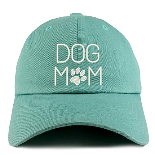 Trendy Apparel Shop Dog Mom with Paw Embroidered Low Profile Soft Cotton Dad Hat Cap