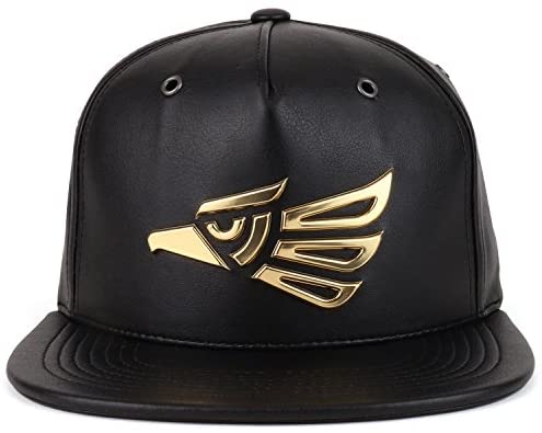 Trendy Apparel Shop Hecho en Mexico Eagle 3D High Frequency Logo PU Leather Snapback Cap