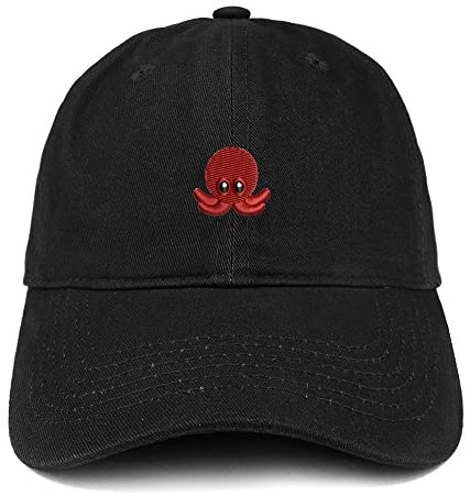 Trendy Apparel Shop Octopus Emoticon Embroidered 100% Soft Brushed Cotton Low Profile Cap