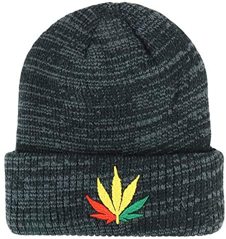 Trendy Apparel Shop Marijuana Weed Leaf Embroidered 3M Thinsulate Cuff Beanie