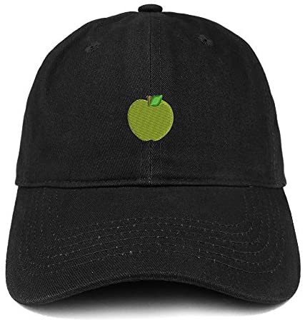 Trendy Apparel Shop Green Apple Emoticon Embroidered 100% Soft Brushed Cotton Low Profile Cap