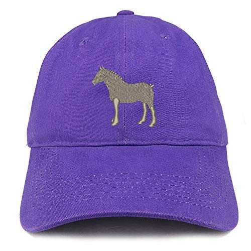 Trendy Apparel Shop Small Draft Horse Embroidered Soft Crown 100% Brushed Cotton Cap