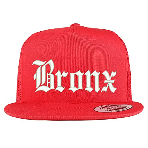 Trendy Apparel Shop Old English Font Bronx City Embroidered 5 Panel Mesh Cap
