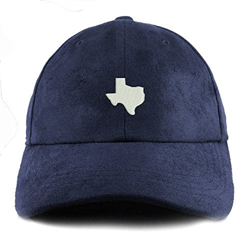 Trendy Apparel Shop Texas State Map Embroidered Faux Suede Leather Adjustable Cap