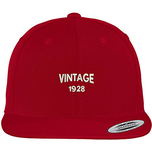 Trendy Apparel Shop Small Vintage 1928 Embroidered 91st Birthday Flat Bill Snapback Baseball Cap