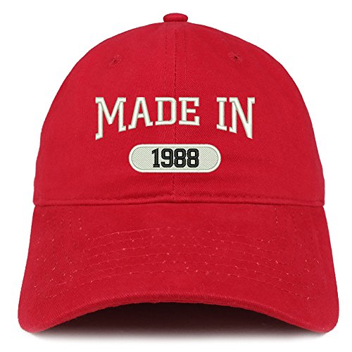 Trendy Apparel Shop Made in 1988 Embroidered 33rd Birthday Brushed Cotton Cap