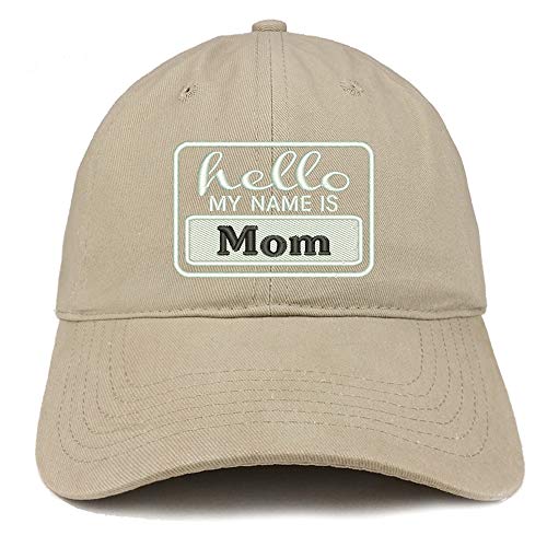 Trendy Apparel Shop Hello My Name is Mom Soft Crown 100% Brushed Cotton Cap