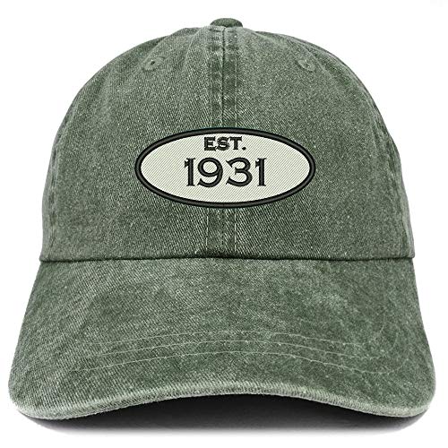 Trendy Apparel Shop 90th Birthday Established 1931 Washed Cotton Adjustable Cap