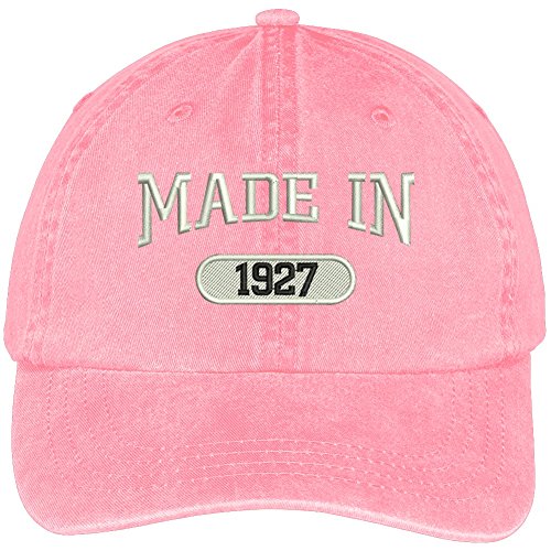 Trendy Apparel Shop 92nd Birthday - Made in 1927 Embroidered Low Profile Washed Cotton Baseball Cap