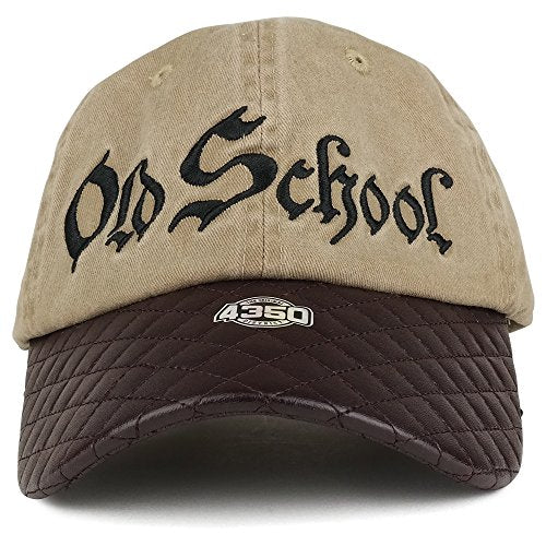 Trendy Apparel Shop Old School Embroidered Unstructured Baseball Cap with Quilted PU Bill