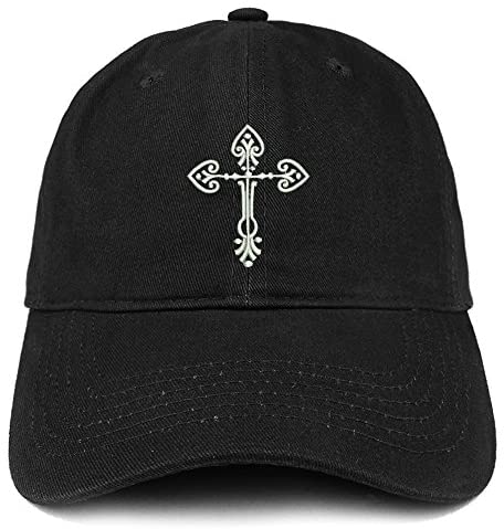 Trendy Apparel Shop Cross Design Embroidered Brushed Cotton Dad Hat Ball Cap