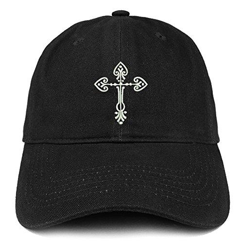 Trendy Apparel Shop Cross Design Embroidered Brushed Cotton Dad Hat Ball Cap