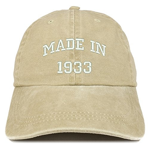 Trendy Apparel Shop Made in 1933 Text Embroidered 88th Birthday Washed Cap
