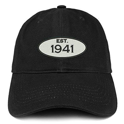 Trendy Apparel Shop 80th Birthday Established 1941 Soft Crown Brushed Cotton Cap