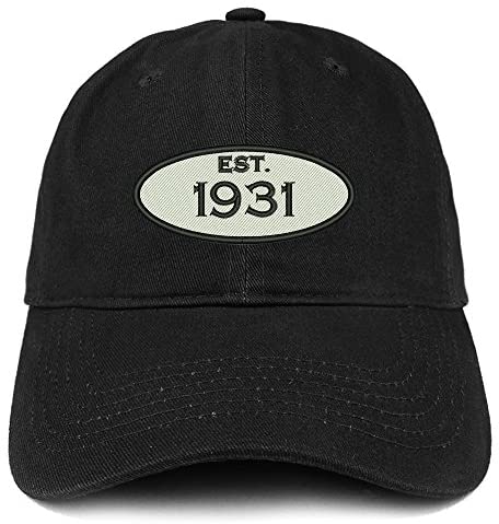Trendy Apparel Shop Established 1931 Embroidered 90th Birthday Gift Soft Crown Cotton Cap