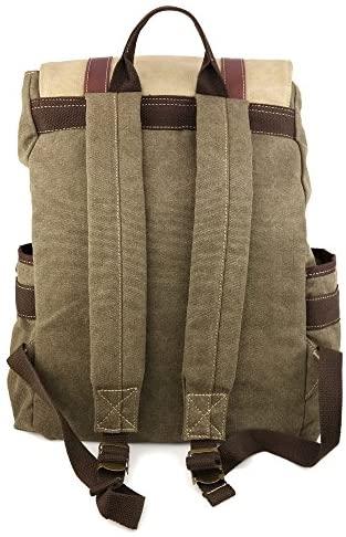 Trendy Apparel Shop Two-Tone Canvas Back Pack with Padded Shoulder Straps - Olive/Khaki