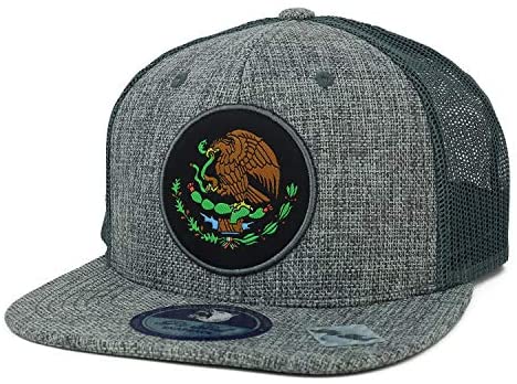 Trendy Apparel Shop Mexican Coat of Arms Embroidered Linen Trucker Snapback Cap