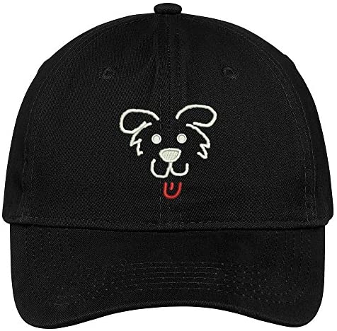 Trendy Apparel Shop Dog Face Outline Embroidered Low Profile Soft Cotton Brushed Cap