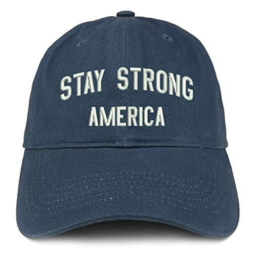 Trendy Apparel Shop Stay Strong America Embroidered Soft Crown Cotton Cap