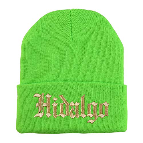 Trendy Apparel Shop Old English Hidalgo Gold Embroidered Acrylic Knit Beanie Cap