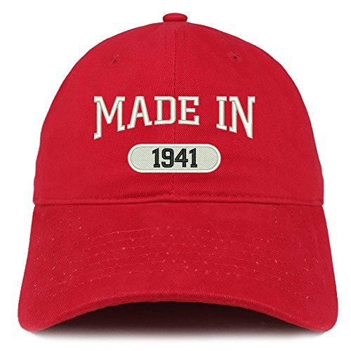 Trendy Apparel Shop Made in 1941 Embroidered 80th Birthday Brushed Cotton Cap
