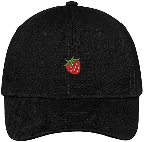 Trendy Apparel Shop Strawberry Embroidered Brushed 100% Cotton Baseball Cap Dad Hat