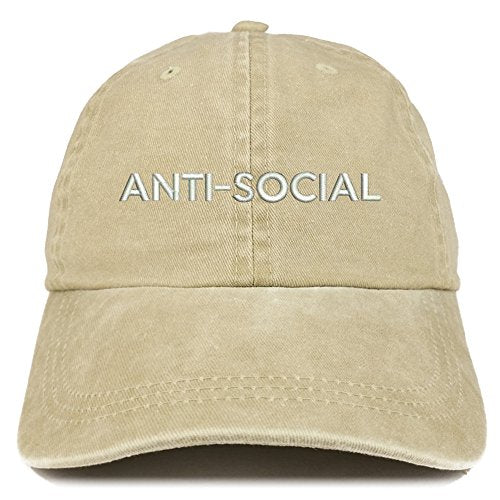 Trendy Apparel Shop Anti Social Embroidered Soft Crown Cotton Adjustable Cap