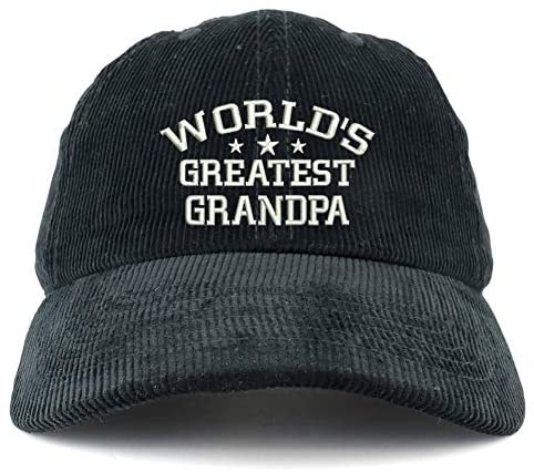 Trendy Apparel Shop World's Greatest Grandpa Corduroy Unstructured Baseball Cap