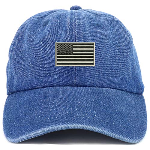 Trendy Apparel Shop Youth Sized Grey American Flag Embroidered Adjustable Unstructured Baseball Cap