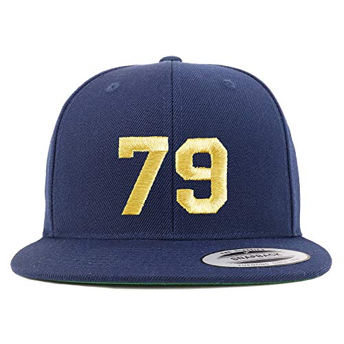 Trendy Apparel Shop Number 79 Gold Thread Flat Bill Snapback Baseball Cap