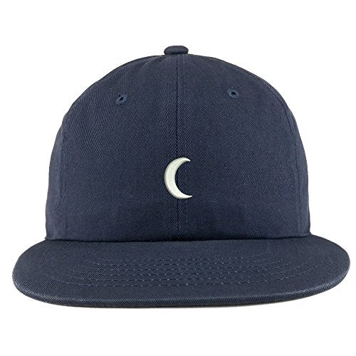 Trendy Apparel Shop Crescent Moon Embroidered Unstructured Flatbill Adjustable Cap