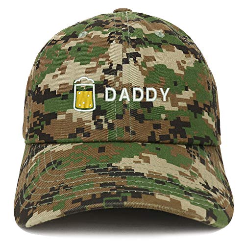 Trendy Apparel Shop Daddy with Beer Embroidered Brushed Cotton Cap