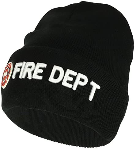 Trendy Apparel Shop Fire FD 3D Embroidered and FD Emblem Long Beanie Hat - Black