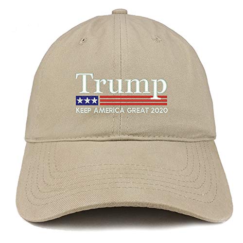 Trendy Apparel Shop Trump Keep America Great 2020 USA Flag Embroidered 100% Cotton Adjustable Cap Dad Hat