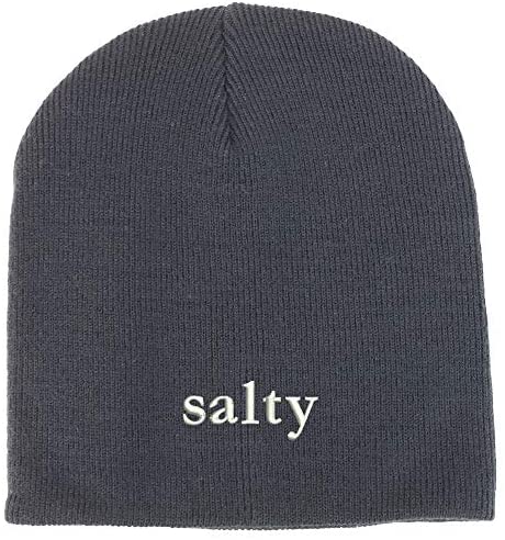 Trendy Apparel Shop Salty Embroidered Acrylic Winter Knit Skull Short Beanie