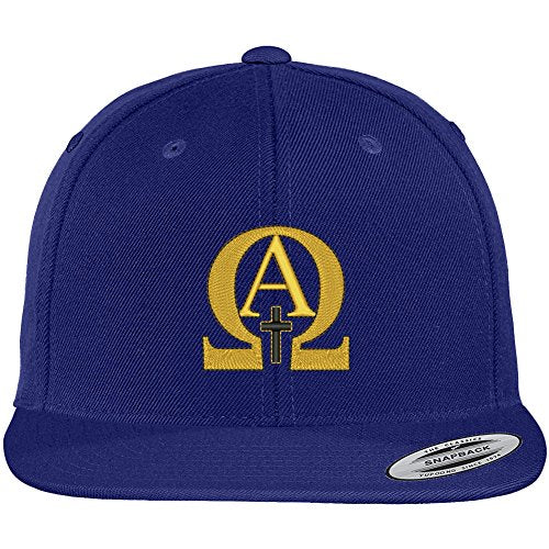 Trendy Apparel Shop Flexfit Original Alpha Omega Embroidered Flat Bill Snapback Cap