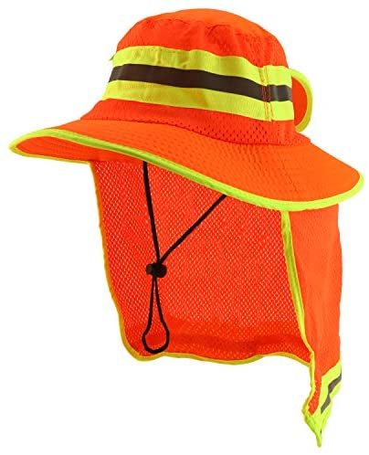 Trendy Apparel Shop High Visibility Neon Color Reflective Boonie Hat Mesh Flap