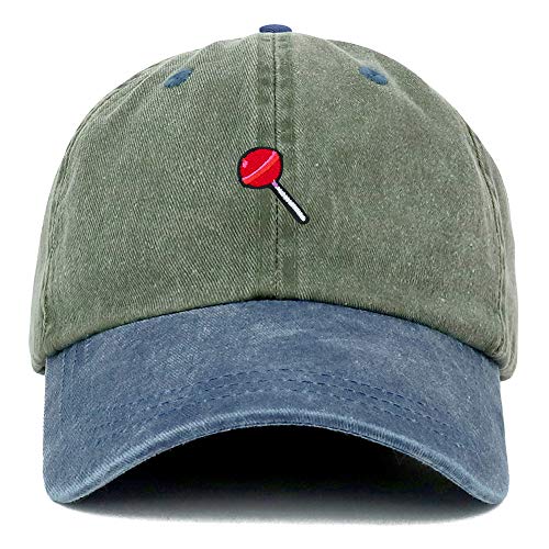 Trendy Apparel Shop Lollipop Patch Pigment Dyed Washed Two Tone Baseball Cap