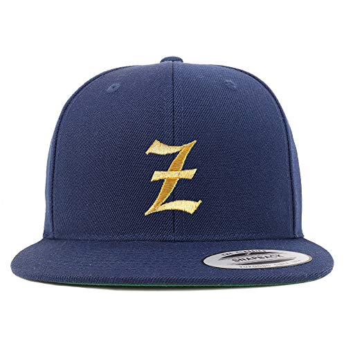 Trendy Apparel Shop Old English Gold Z Embroidered Snapback Flatbill Baseball Cap