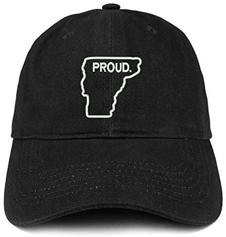 Trendy Apparel Shop Proud Vermont State Outline Embroidered Cotton Dad Hat