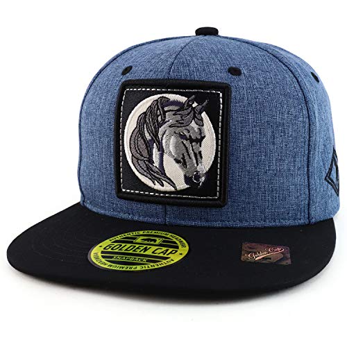 Trendy Apparel Shop Horse Patch Embroidered Two Tone Flatbill Snapback Cap