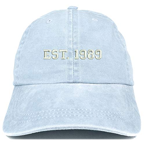 Trendy Apparel Shop EST 1988 Embroidered - 32nd Birthday Gift Pigment Dyed Washed Cap