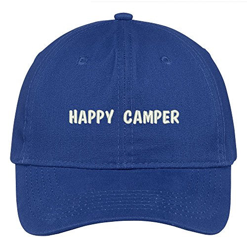 Trendy Apparel Shop Happy Camper Embroidered 100% Cotton Adjustable Cap Dad Hat