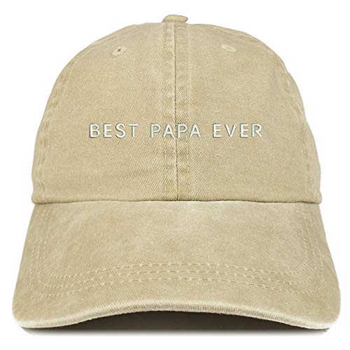 Trendy Apparel Shop Best Papa Ever One Line Embroidered Washed Cotton Adjustable Cap
