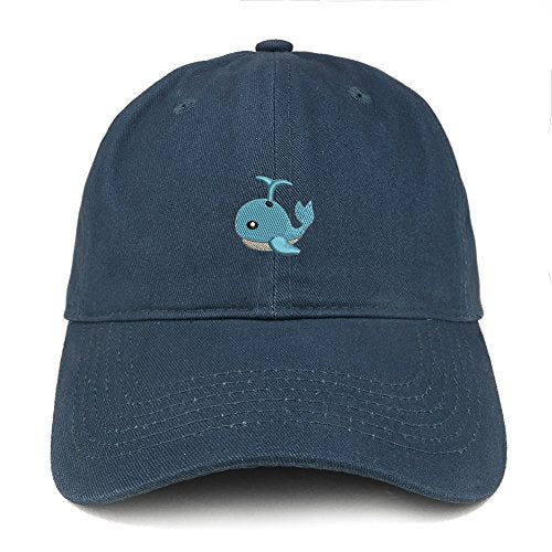 Trendy Apparel Shop Spouting Whale Emoticon Embroidered 100% Soft Brushed Cotton Low Profile Cap