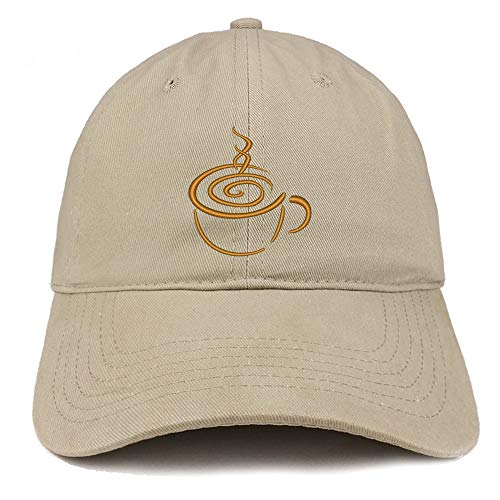 Trendy Apparel Shop Coffee Cup Embroidered Soft Crown 100% Brushed Cotton Cap