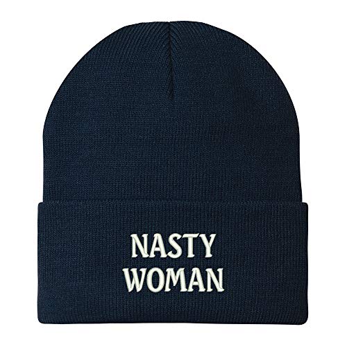 Trendy Apparel Shop Nasty Woman Embroidered Winter Long Cuff Beanie