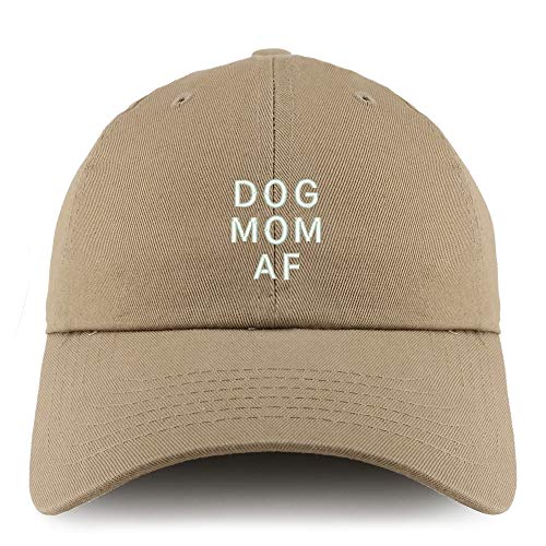 Trendy Apparel Shop Dog Mom AF Embroidered Solid Adjustable Unstructured Hat