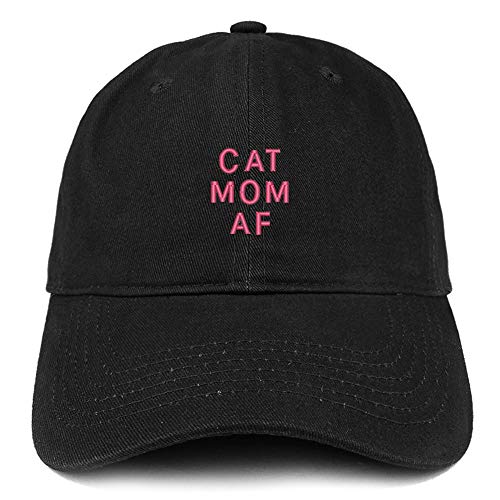 Trendy Apparel Shop Cat Mom Af Pink Embroidered Soft Crown 100% Brushed Cotton Cap